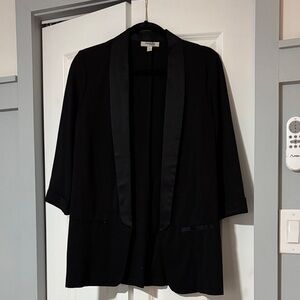 Charlotte Russe Black Satin-Trim Blazer